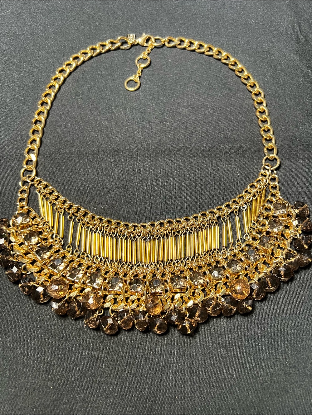 16" Banana Republic Women's Stunning Beaded Gold-tone  Statement  Necklace